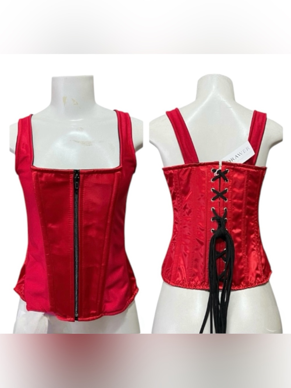 Daisy Corsets Top Drawer Red Corset Top Tank Bustier NEW Punk Rock Goth Grunge